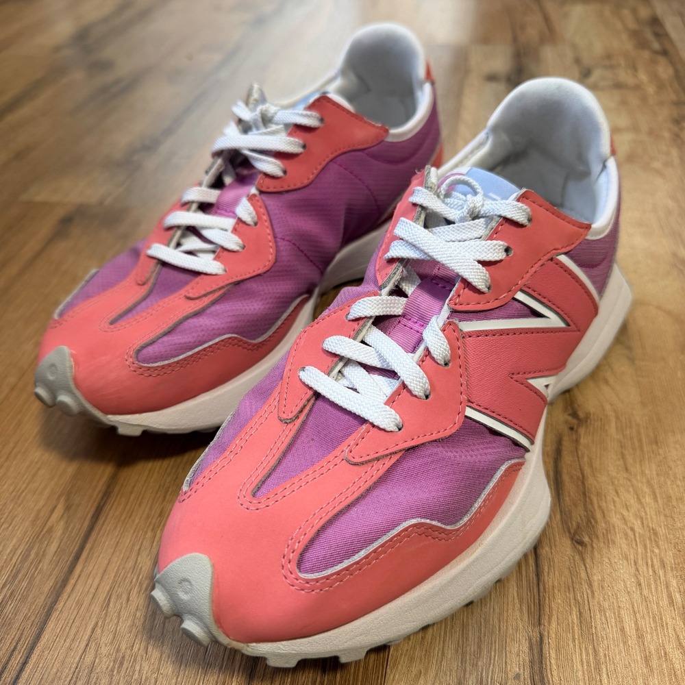 New Balance 327 Womens Pink Purple White Sneakers WS327FK Size 8